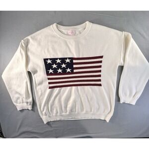 Pink Lily‎ American Flag Oversized Sweater Women's Large Patriotic Nautical